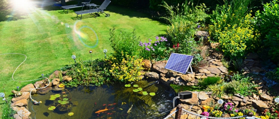 Solar-powered garden pond