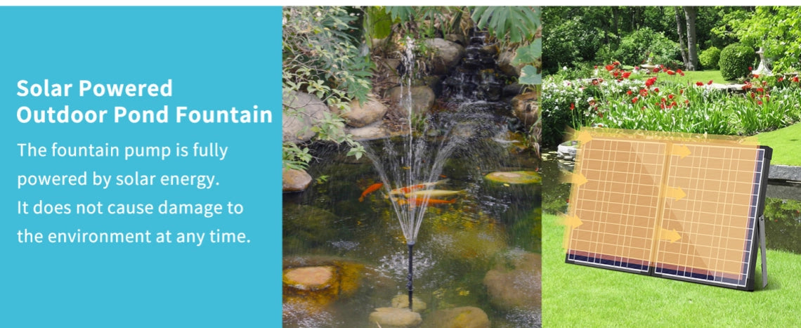 Solar Powered Outdoor Pond Fountain in Garden
