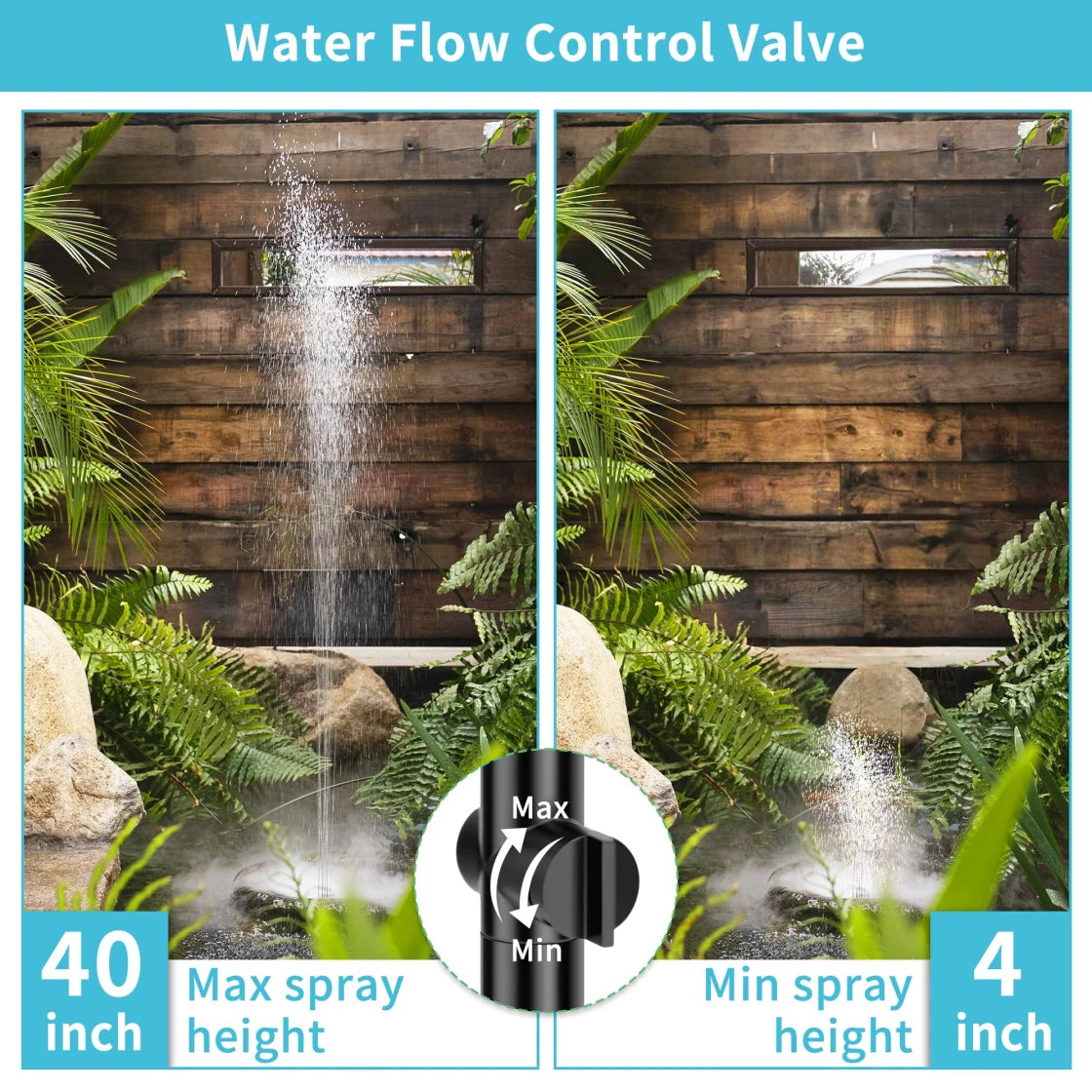 Water Flow Control Valve - Adjustable Spray Height from 4 inches to 40 inches