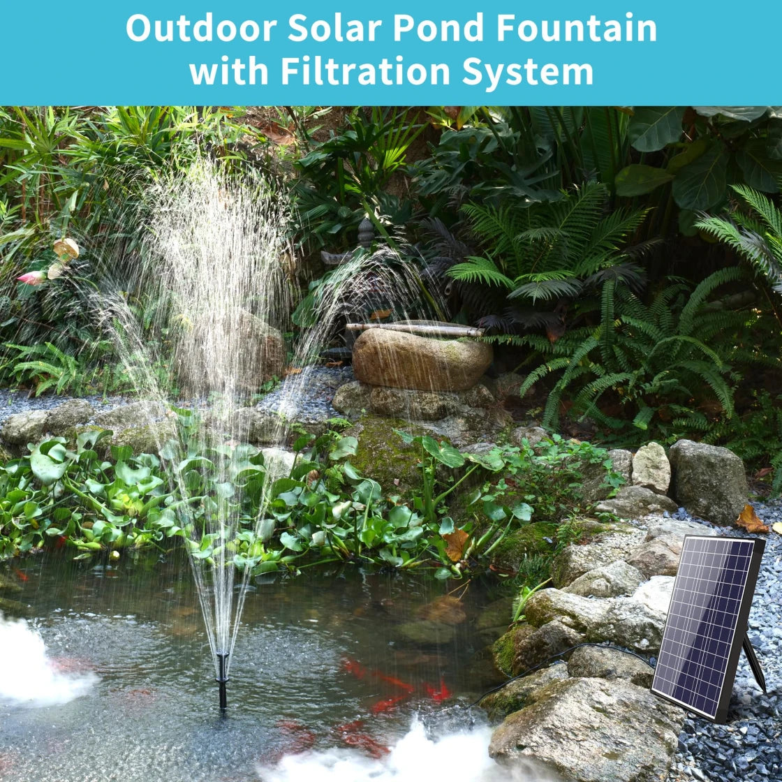Outdoor Solar Pond Fountain with Filtration System